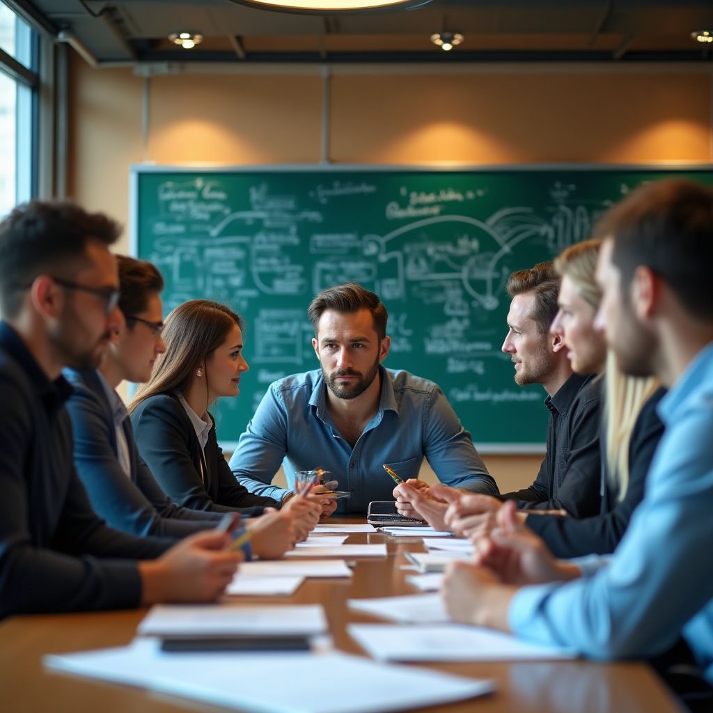 Equipo de consultores en sesión creativa